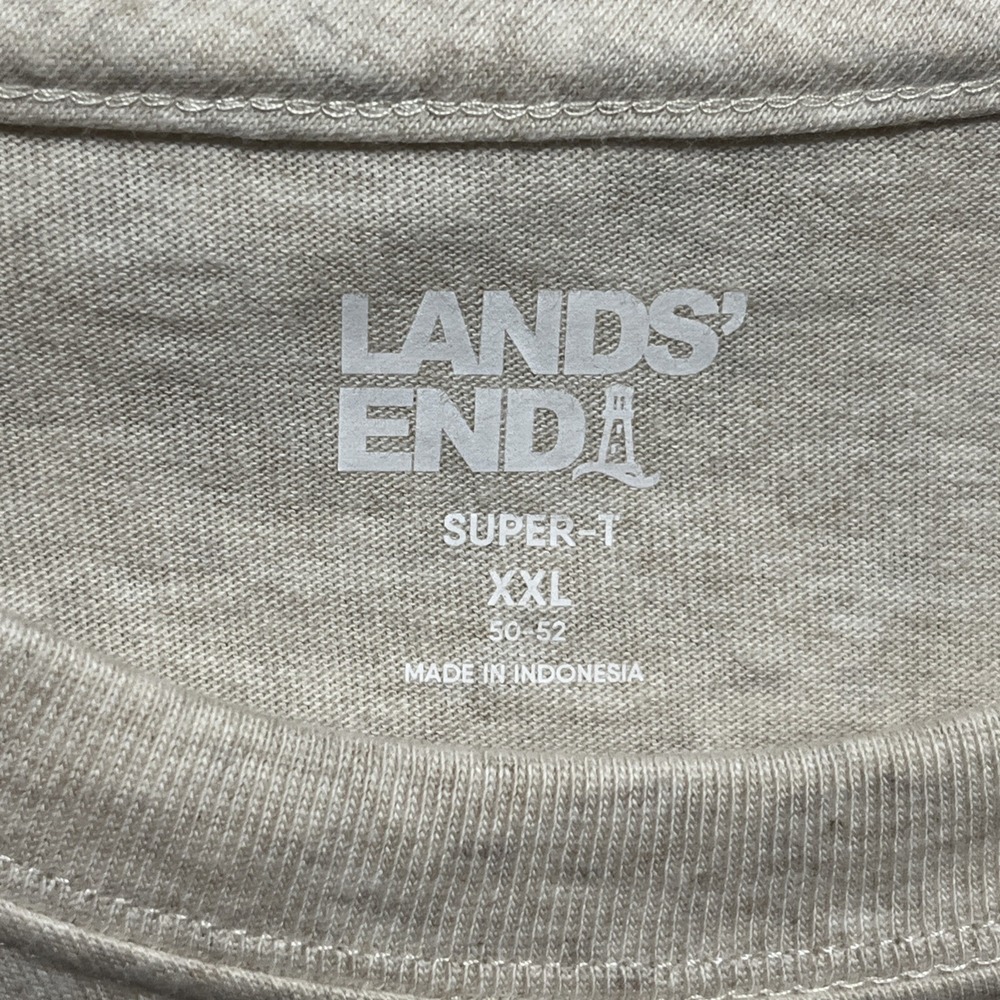 Lands' End Super-T Shirt Mens Size XXL 50-52 Beige Cotton Long Sleeve Crew Neck - Picture 7 of 9